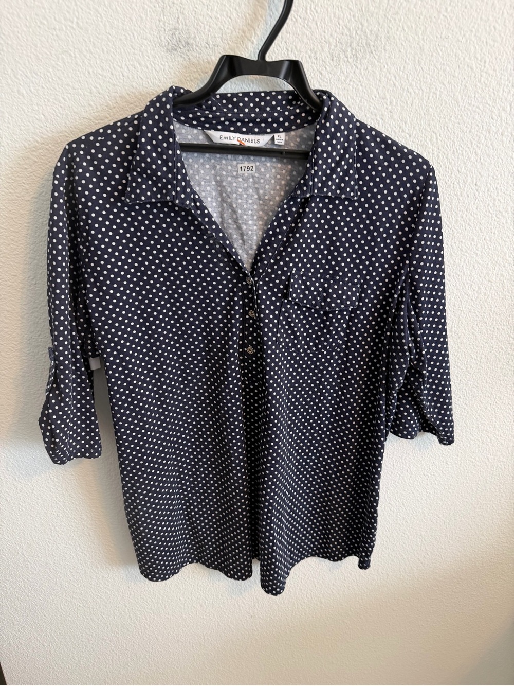 Emily Daniels Navy Polka Dot Button-Down Shirt
